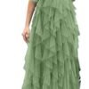 Women Tulle Prom Wedding Guest Bridesmaid Dress Formal Evening Gown - Thumbnail Image 1