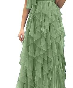 Women Tulle Prom Wedding Guest Bridesmaid Dress Formal Evening Gown