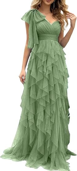 Women Tulle Prom Wedding Guest Bridesmaid Dress Formal Evening Gown