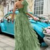 Women Tulle Prom Wedding Guest Bridesmaid Dress Formal Evening Gown - Thumbnail Image 3
